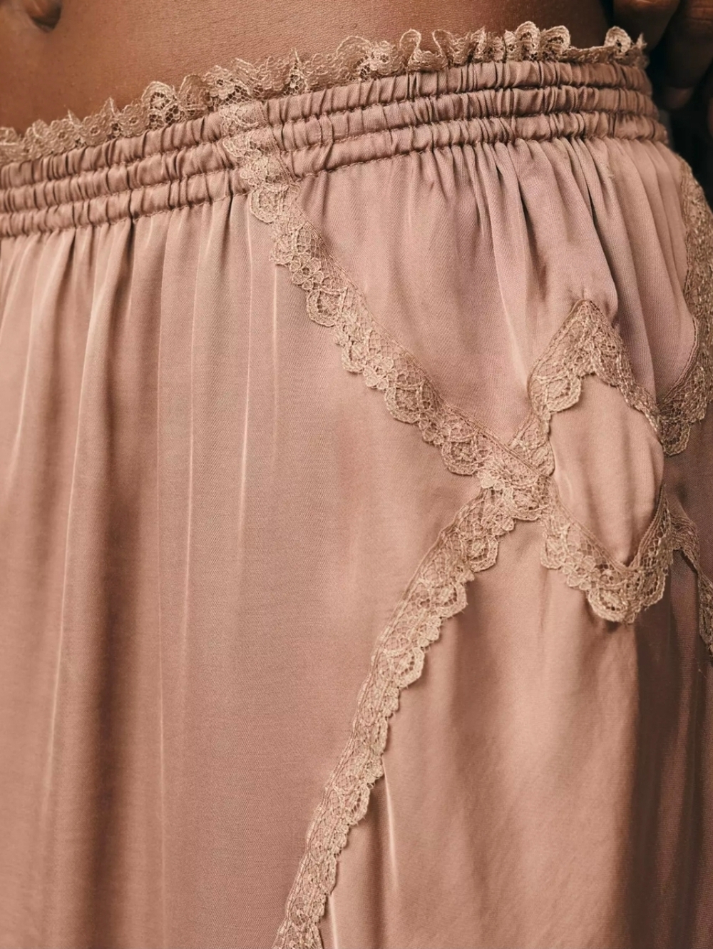 Anthropologie Silky Lace-Trim Mini Slip Skirt - Picture 4 of 5